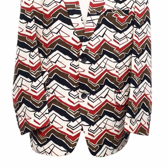 Mens Blazer Abstract Ivory Red Black Wool Formal Jacket Wedding Sport Coat 48R - Picture 5 of 7